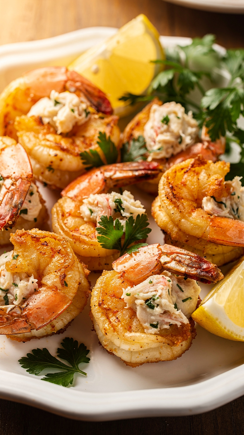 Stuffed Shrimp: Garlic Parmesan Breadcrumb Filling