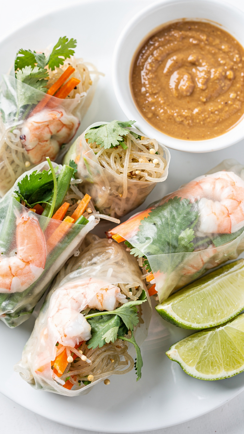 Fresh Shrimp Spring Rolls with Peanut Dipping Sauce