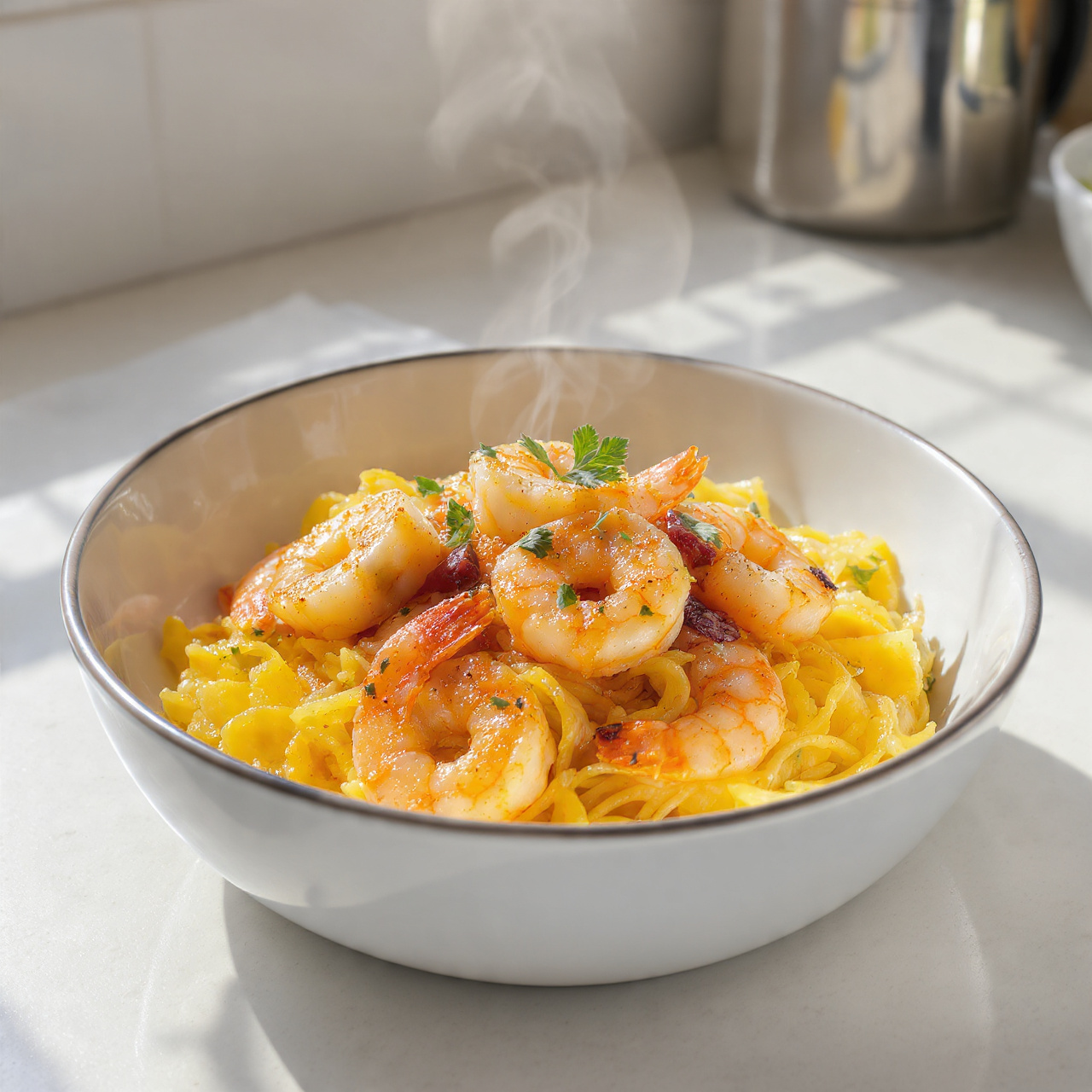 Garlic Shrimp Spaghetti Squash (Easy Low-Carb Dinner)