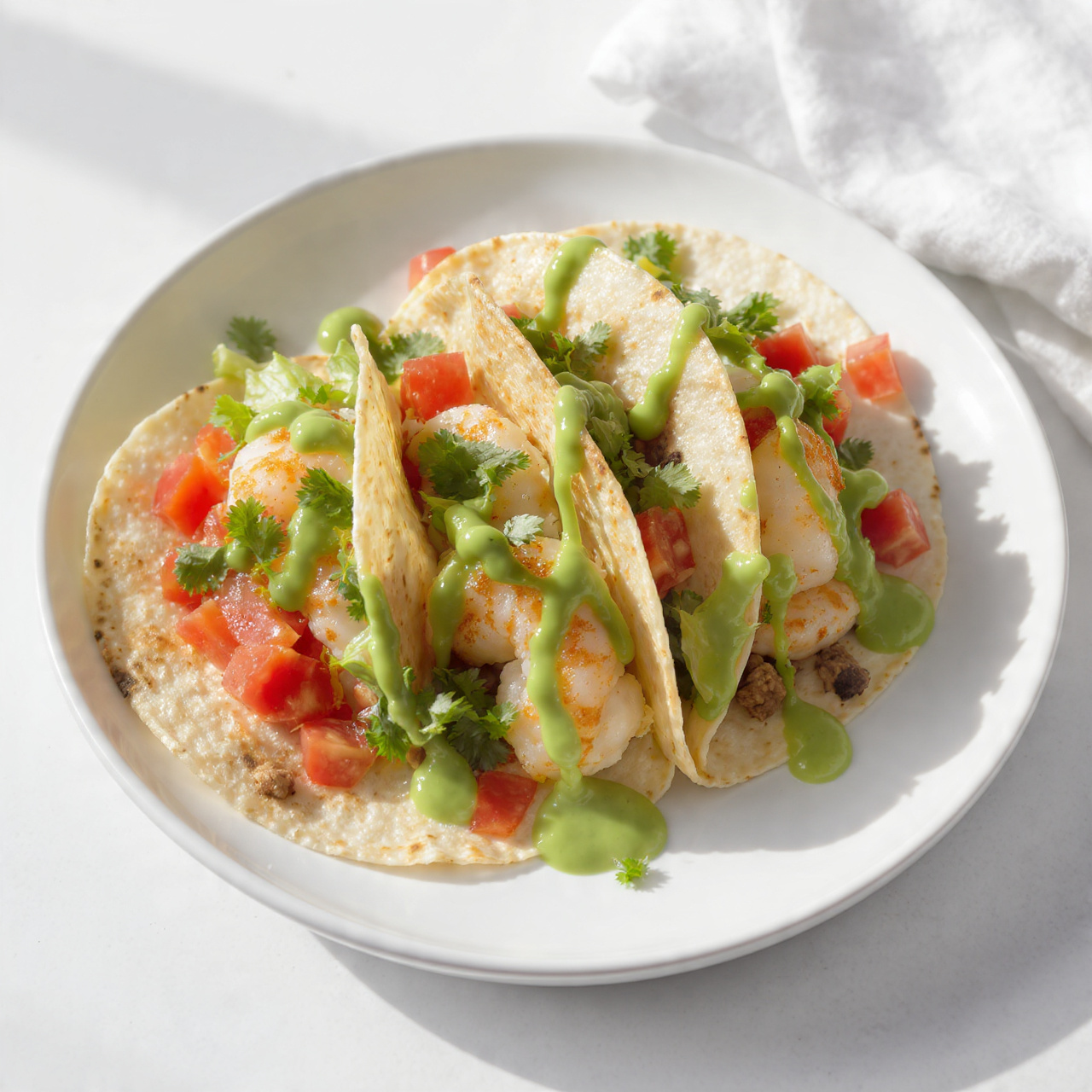 Shrimp Tacos with Cilantro Lime Sauce