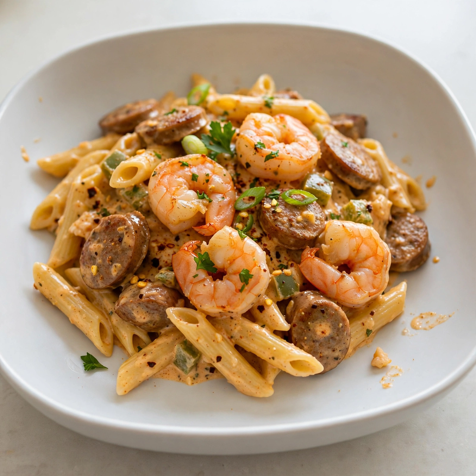 Creamy Cajun Shrimp Pasta with Sausage