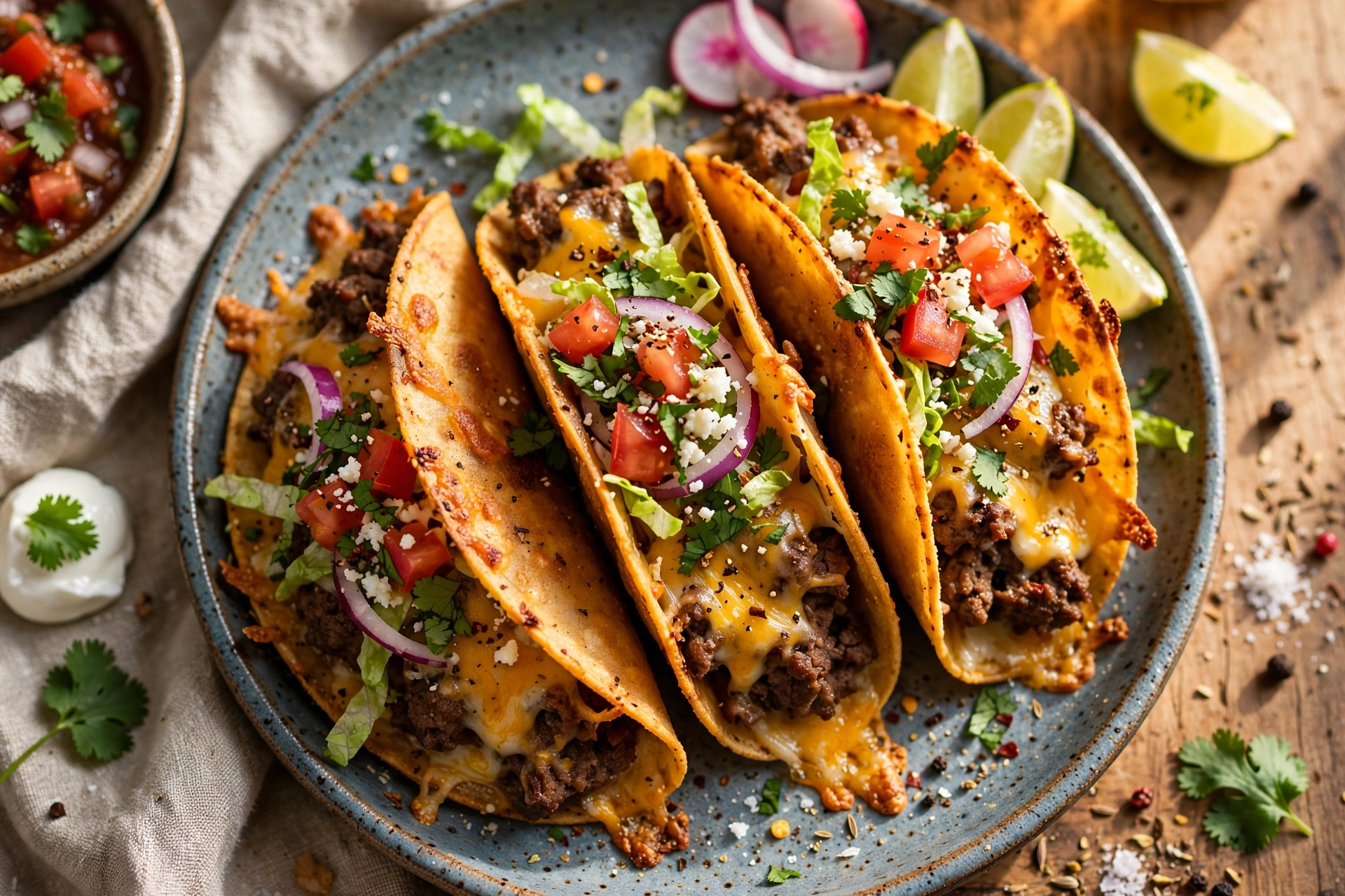 Crispy Baked Beef and Cheese Tacos