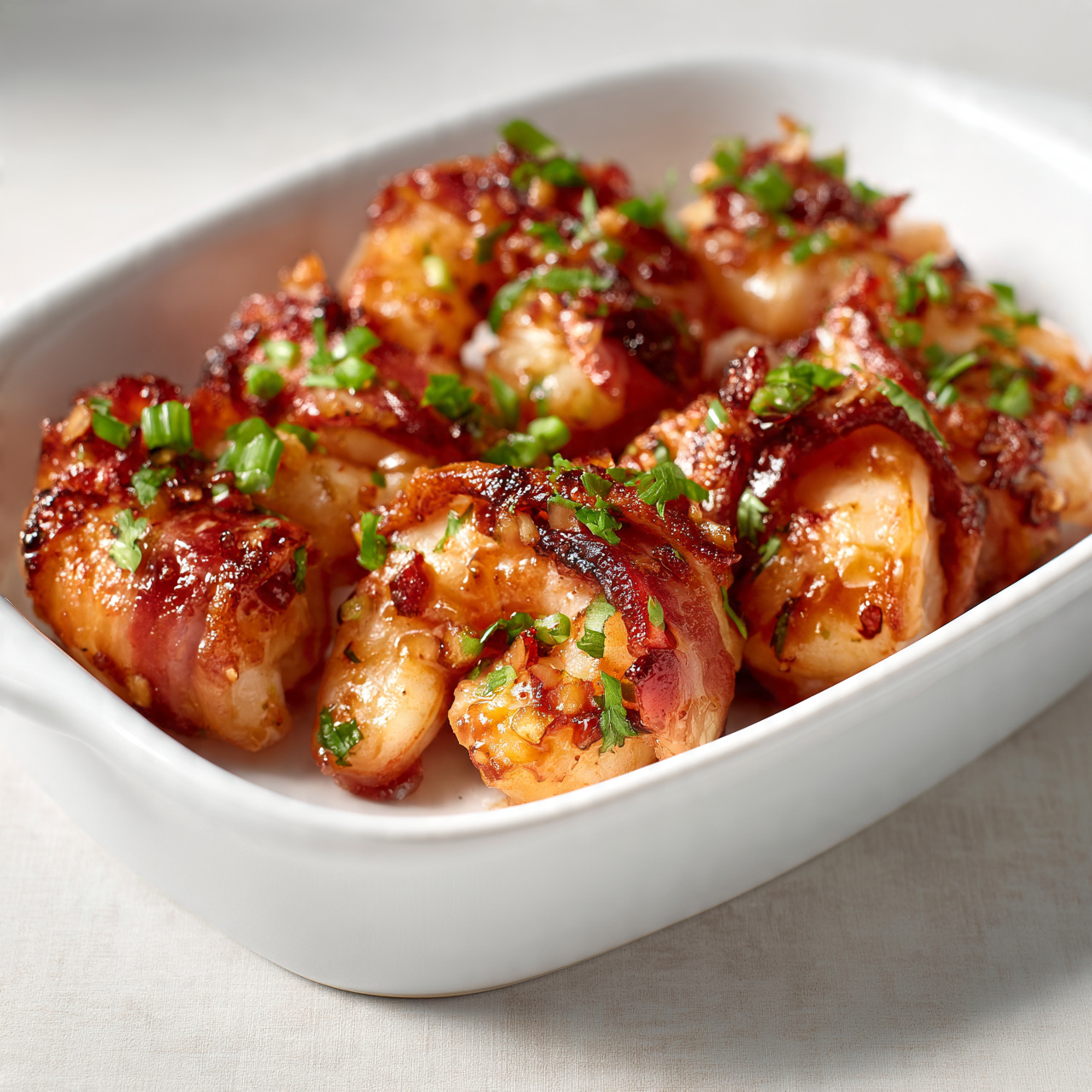Honey Garlic Bacon Wrapped Shrimp