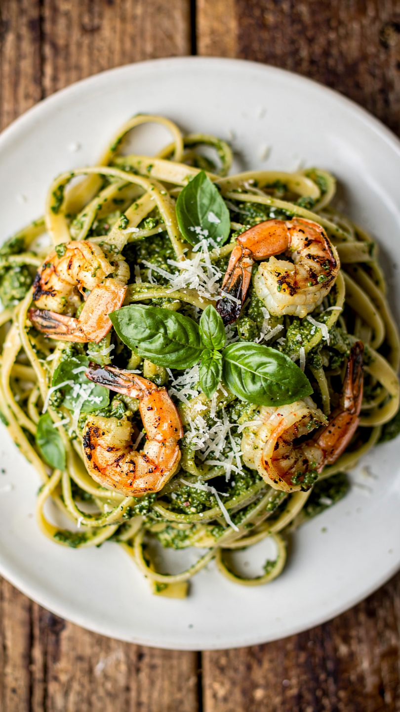 Pesto Shrimp Fettuccine