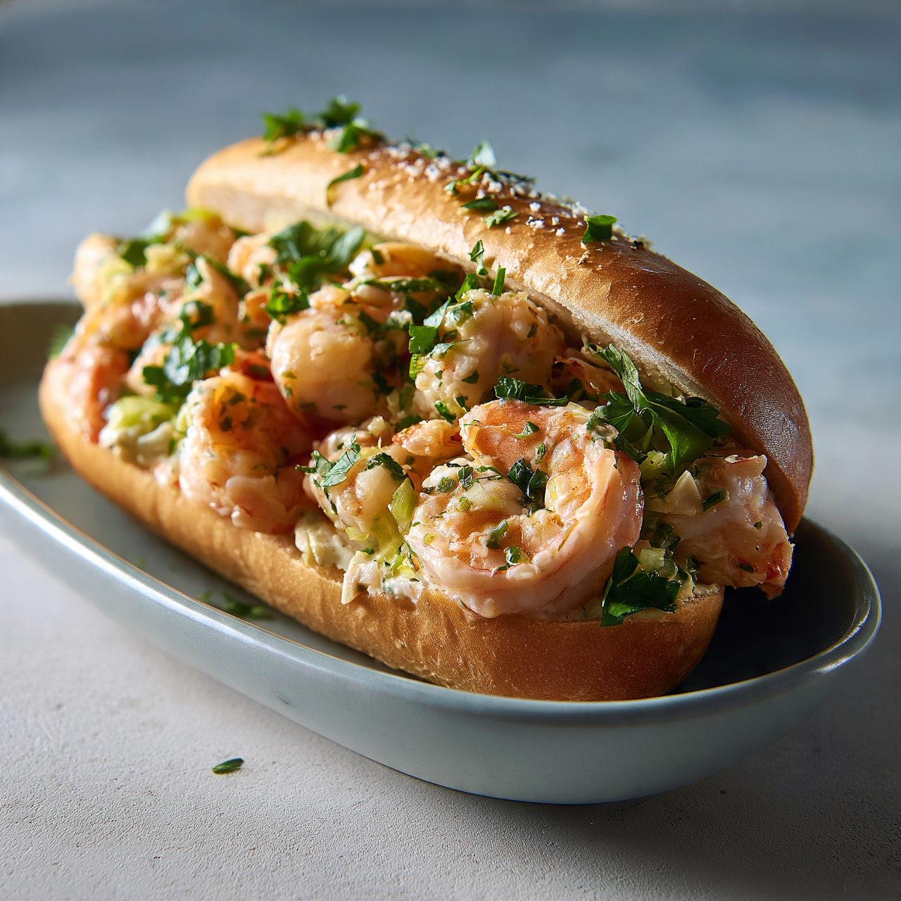 Classic Fried Shrimp Po' Boy Sandwich