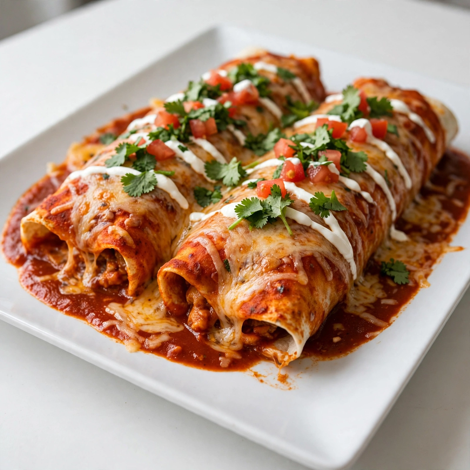 Smothered Wet Burritos with Cheesy Beef Filling